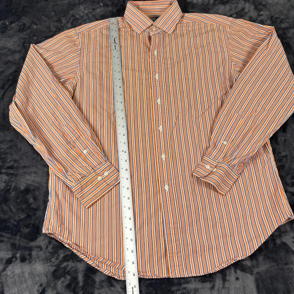 Polo Ralph Lauren Button Down Mens 17 36/37 Orange Striped Regent Classic Fit